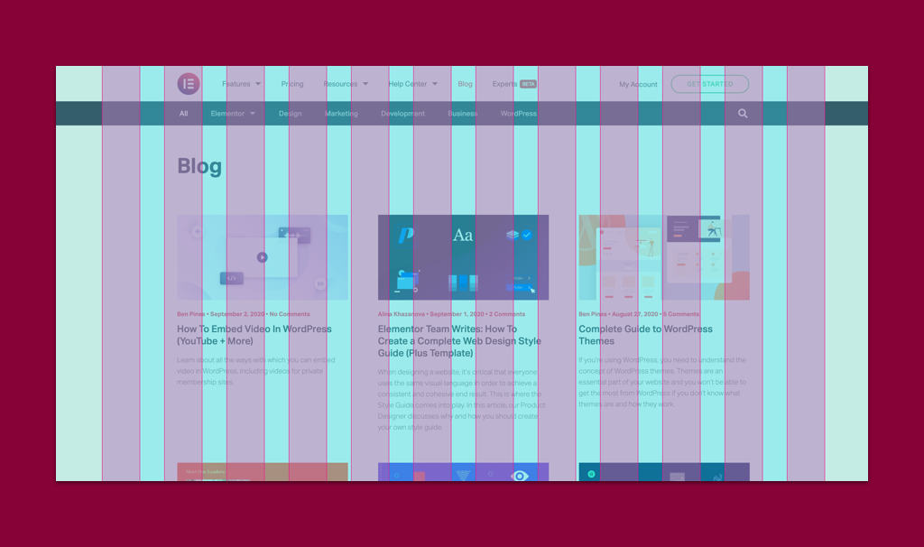 diseño de blog elementor