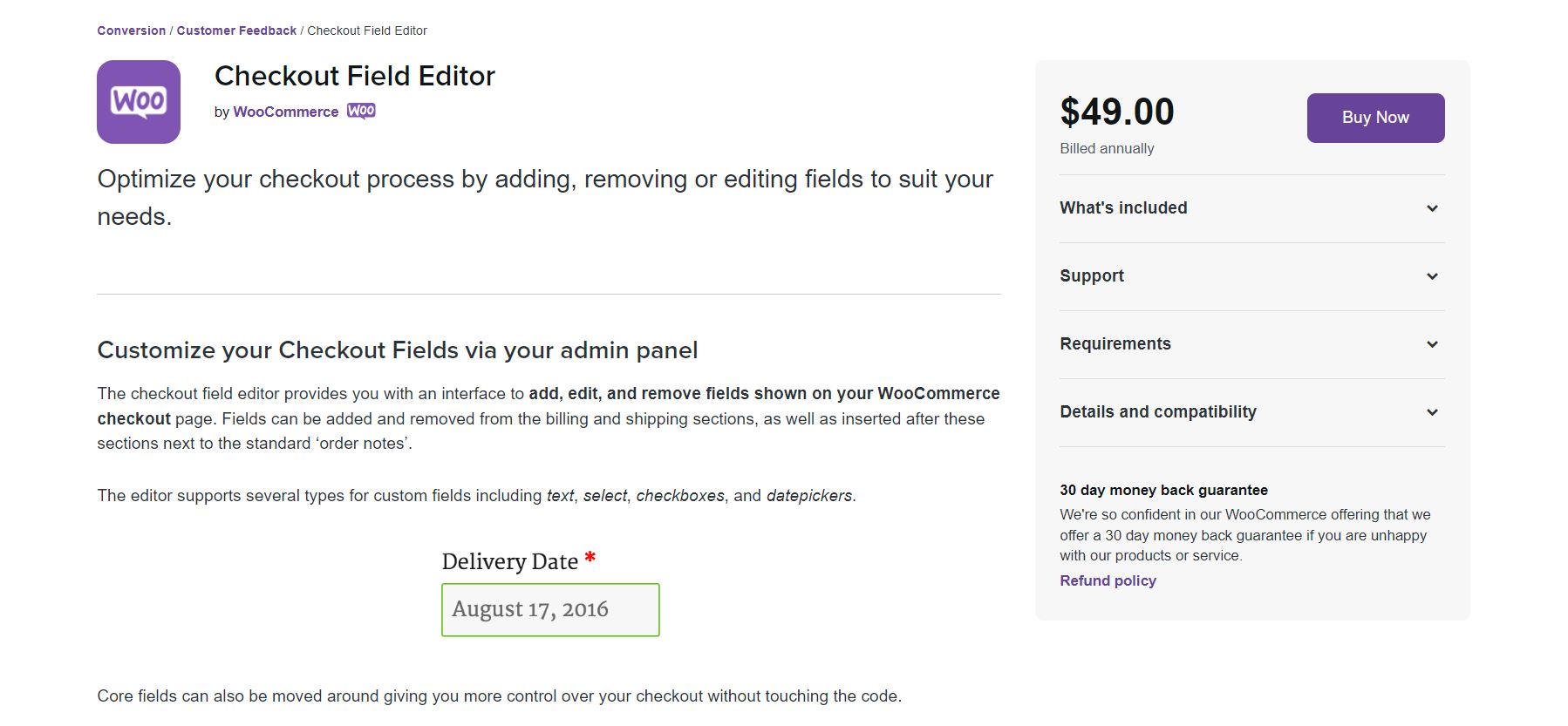 Checkout Field Editor extensie voor WooCommerce.