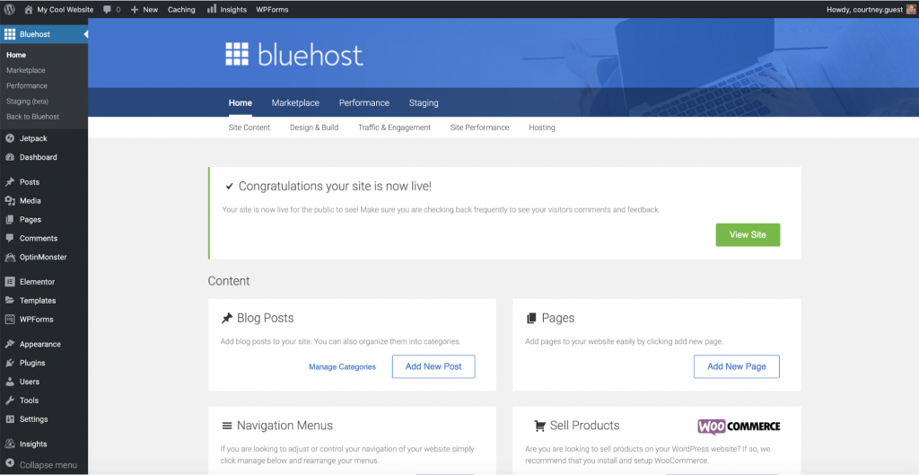 fenêtre de confirmation de déploiement de bluehost