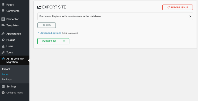 Staging WP Live site Export Migration