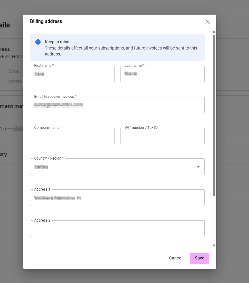 address popup