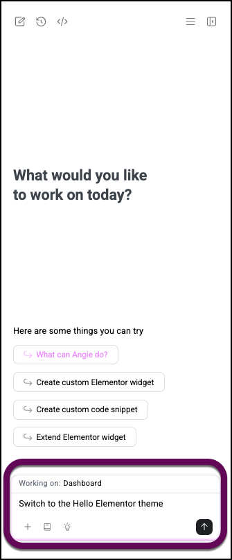 The prompt to switch to the Hello Elementor theme.